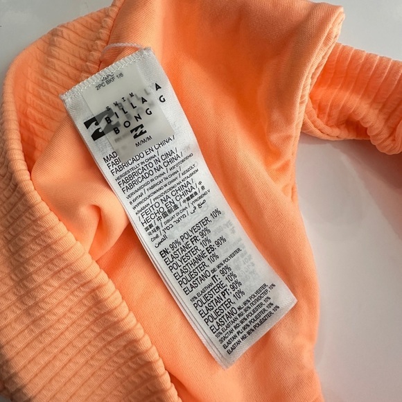 NEW Billabong Ribbed Bikini Bottom in Neon Tangerine Sz Medium - Picture 5 of 7